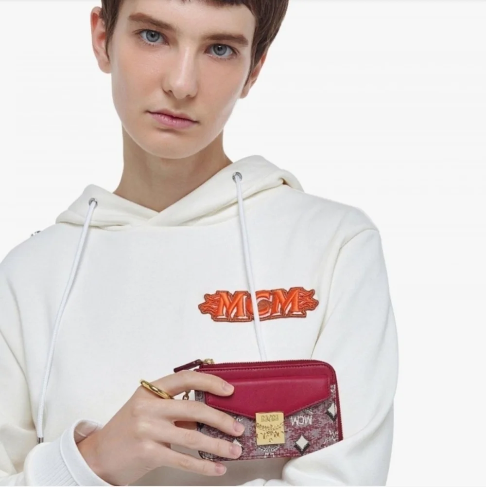 MCM New Jacquard Monogram Zip Card Case